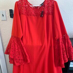 Ashley Stewart Red Lace Bell Sleeve Dress – 18/20W